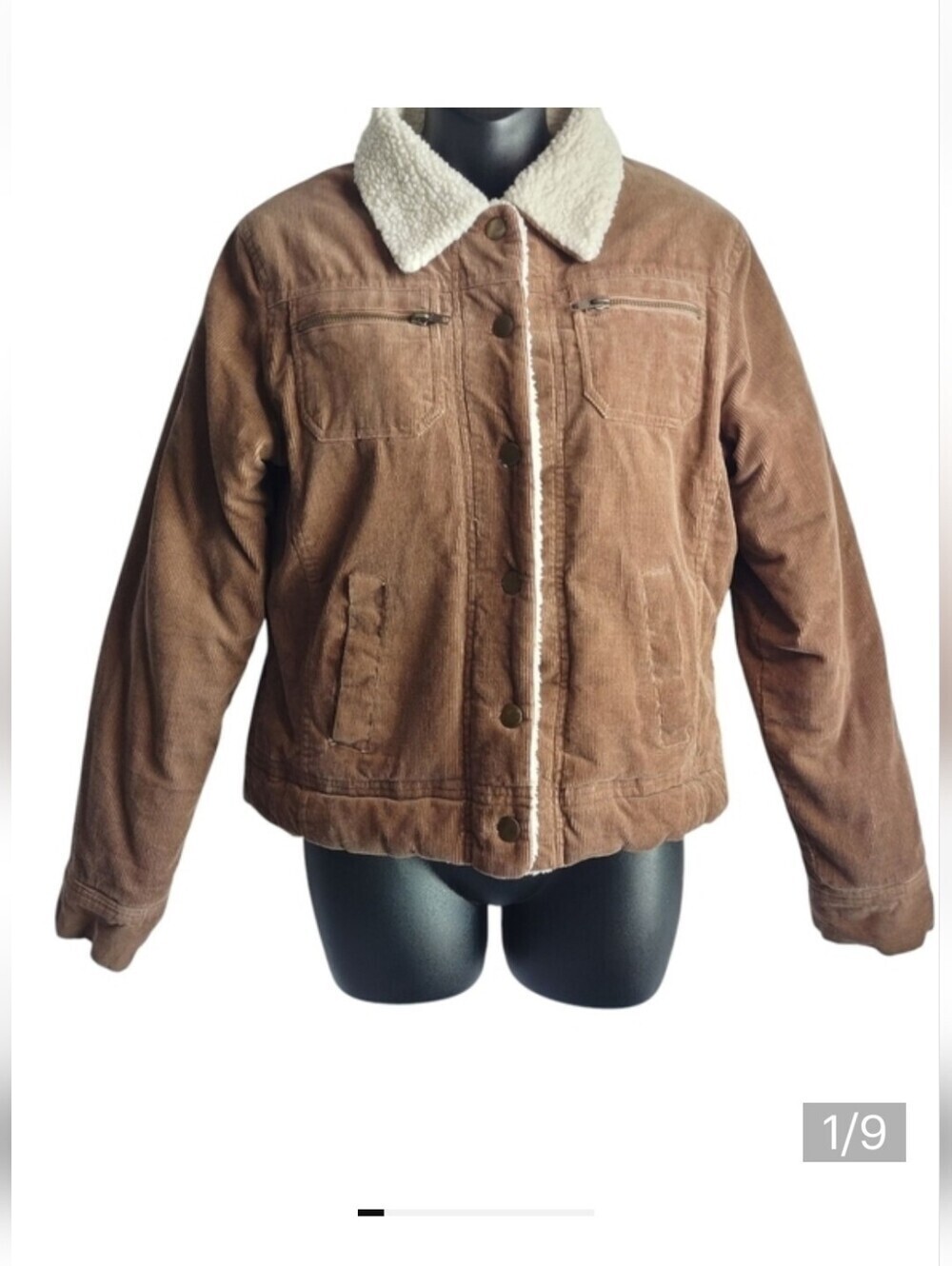 Jennifer.j Women's Corduroy Faux Suede Trimmed Quilted Button Jacket Size M